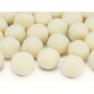 Pompony pluszowe PartyDeco 2cm Kremowe, 20szt